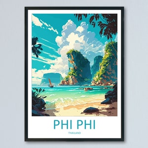 Phi Phi Travel Print Wall Art Phi Phi Wall Hanging Home Decor Phi Phi Gift Art Lovers Wall Art Thailand Travel Print Gift Thai Travel Art
