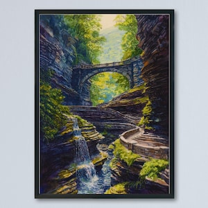 Watkins Glen State Park watercolor poster Wall Art Watkins Glen State Park Wall Hanging Home Décor Watkins Glen State Park Gift Art Lovers
