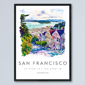San Francisco Watercolor Poster San Francisco California Travel Print Wall Art San Francisco Home Decor San Francisco Gift Art Lovers