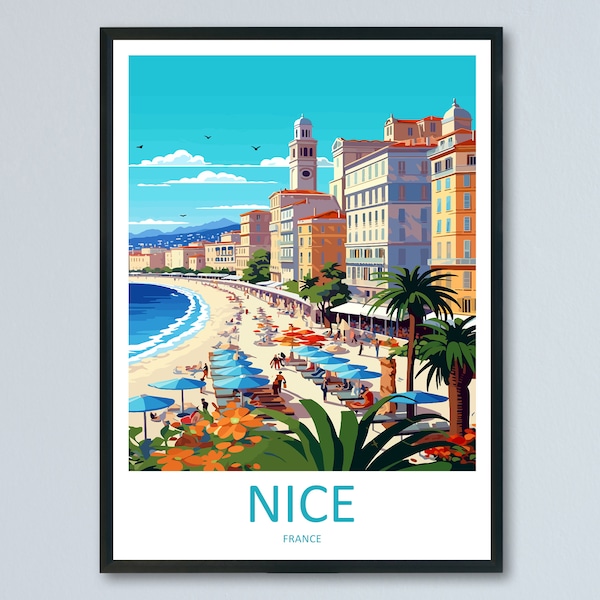 Nice France Print Nice France Home Decor Cityscape Art Print Nice France Wall Art for Travel Enthusiast Gift Wall Hanging Nice France Poster