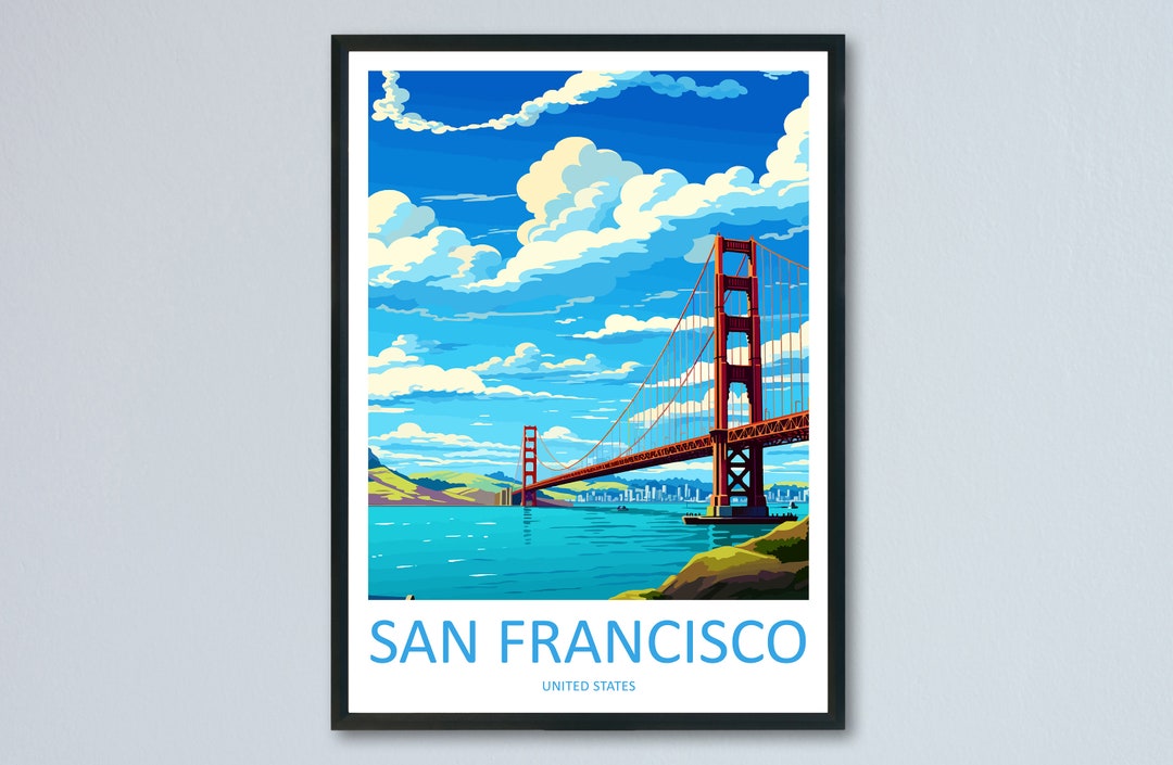 San Francisco Golden Gate Travel Print Wall Art San Francisco Wall