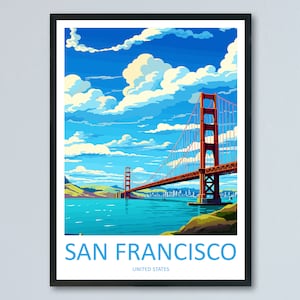 San Francisco Golden Gate Travel Print Wall Art San Francisco Wall Hanging Home Décor San Francisco Gift Art Lovers California Art Lover