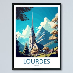 Lourdes Travel Print Wall Art Lourdes Wall Hanging Home Décor Lourdes Gift Art Lovers France Art Lover Gift Lourdes Print France Artwork