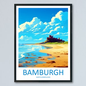 Bamburgh Castle Travel Print Wall Art Bamburgh Castle Wall Hanging Home Décor Bamburgh Castle Gift Art Lovers England Art Lover Gift