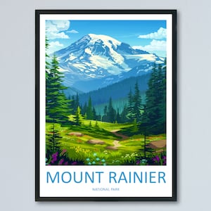 Mount Rainier National Park Travel Print Wall Art Mount Rainier National Park Wall Hanging Home Décor Mount Rainier National Park Gift Art