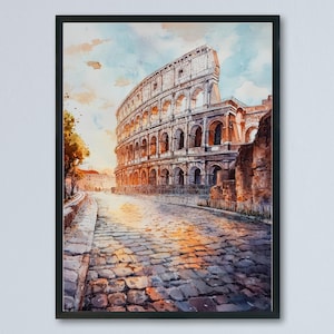 Rome Watercolor Poster Rome Travel Print Rome Wall Art Rome Cityscape Painting Rome Souvenir Italy Decor