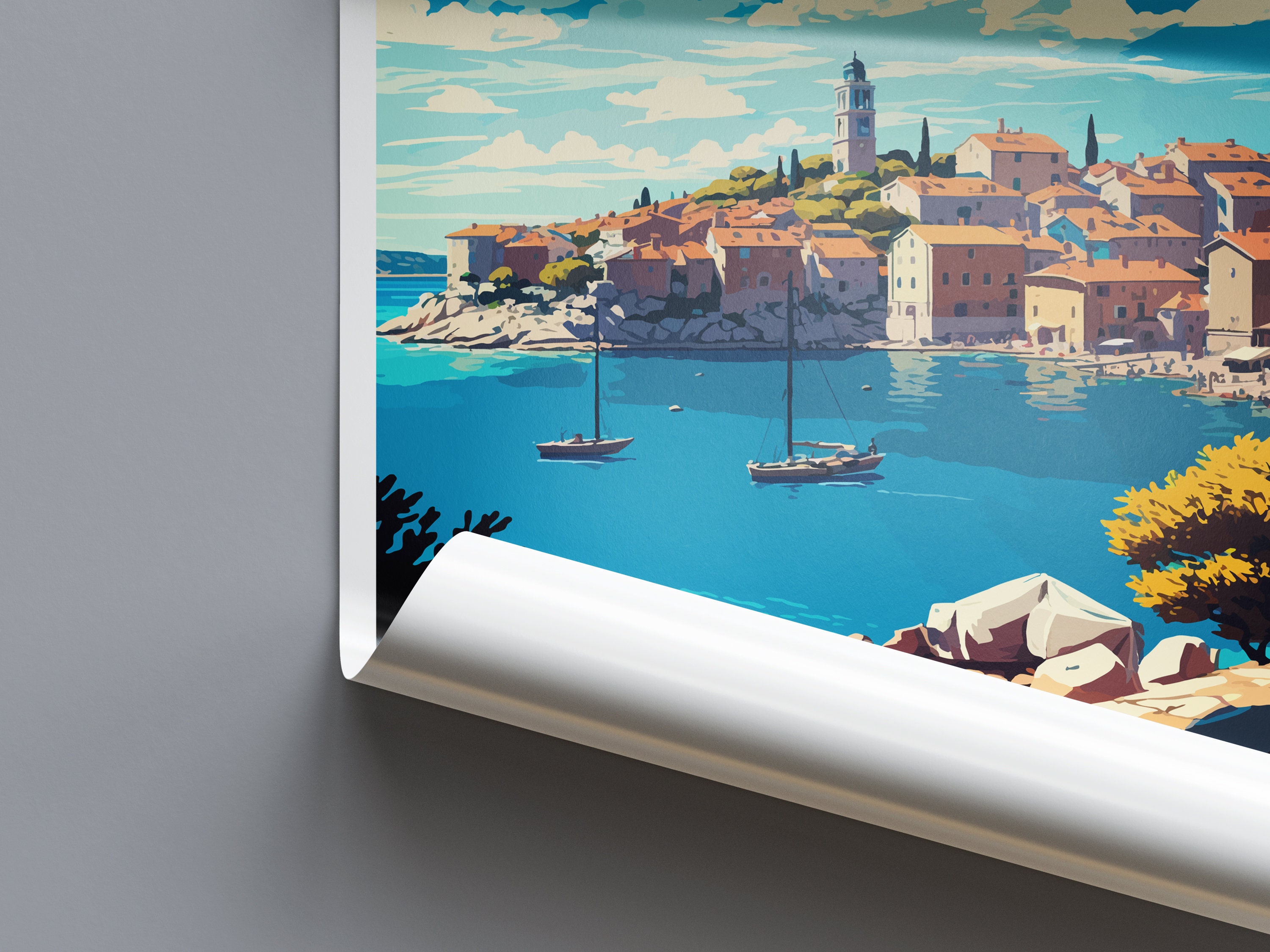 Discover Primosten Croatie Paysage Voyage Rétro Affiche