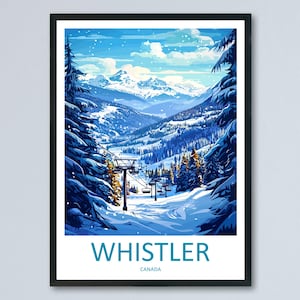 Whistler Travel Poster Canada Wall Art Mountain Resort Print Alpine Landscape Illustration Ski Town Decor Whistler Gift Souvenir
