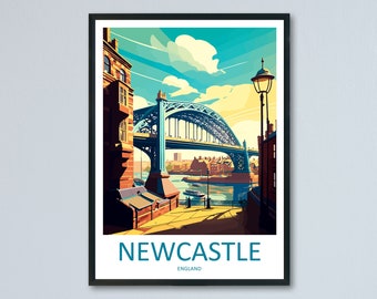 Newcastle Travel Print Wall Art Newcastle Wall Hanging Home Décor Newcastle Gift Art Lovers England Art Lover Gift Newcastle City Art Print