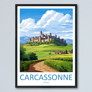 Impresión de viaje de Carcassonne Arte de pared Colgante de pared de Carcassonne Decoración del hogar Regalo de Carcassonne Amantes del arte Regalo para amantes del arte de Francia Póster de Carcassonne