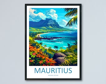 Mauritius Travel Print Wall Art Mauritius Wall Hanging Home Décor Mauritius Gift Art Lovers East Africa Art Lover Gift Mauritius Gift