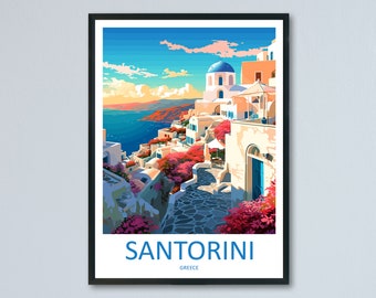 Santorini Travel Print Wall Art Santorini Greece Wall Hanging Home Decoration Santorini Gift Art Lovers Wall Art Print Santorini Greek Print