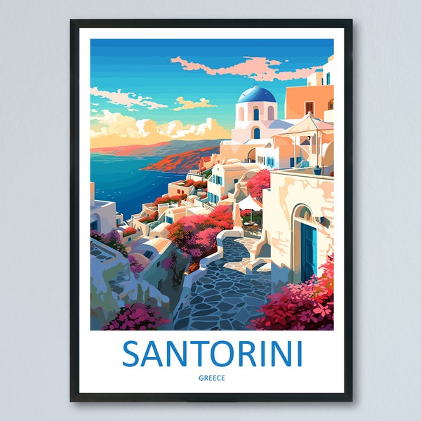 Santorini Travel Print Wall Art Santorini Greece Wall Hanging Home Decoration Santorini Gift Art Lovers Wall Art Print Santorini Greek Print