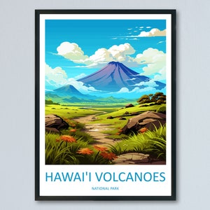 Impressão de viagem para o Parque Nacional dos Vulcões do Havaí, arte de parede, decoração de parede dos vulcões do Havaí, presente para amantes da arte