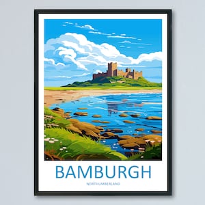 Bamburgh Castle Travel Print Wall Art Bamburgh Castle Wall Hanging Home Décor Bamburgh Castle Gift Art Lovers England Art Lover Gift