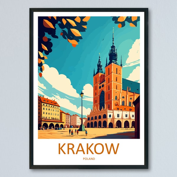 Krakow Travel Print Wall Art Krakow Wall Hanging Home Décor Krakow Gift Art Lovers Poland Art Lover Gift Krakow Travel Wall Art