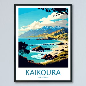 Kaikoura Travel Print Wall Art Kaikoura Wall Hanging Home Décor Kaikoura Gift Art Lovers New Zealand Art Lover Gift Print Art