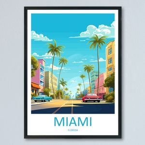 Miami Travel Print Wand Kunst Miami Wandbehang Home Dekor Miami Geschenk Kunstliebhaber Florida Kunstliebhaber Geschenk Florida Print