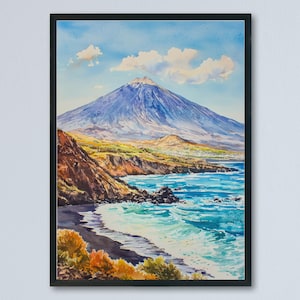 Tenerife Watercolor Poster Tenerife Travel Print Tenerife Wall Art Tenerife Landscape Painting Tenerife Souvenir Spain Decor