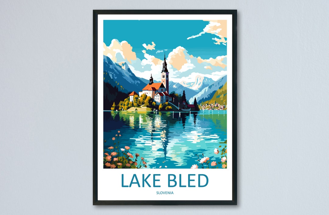 Lake Bled Travel Print Lake Bled Home Décor Slovenia Art Print Lake