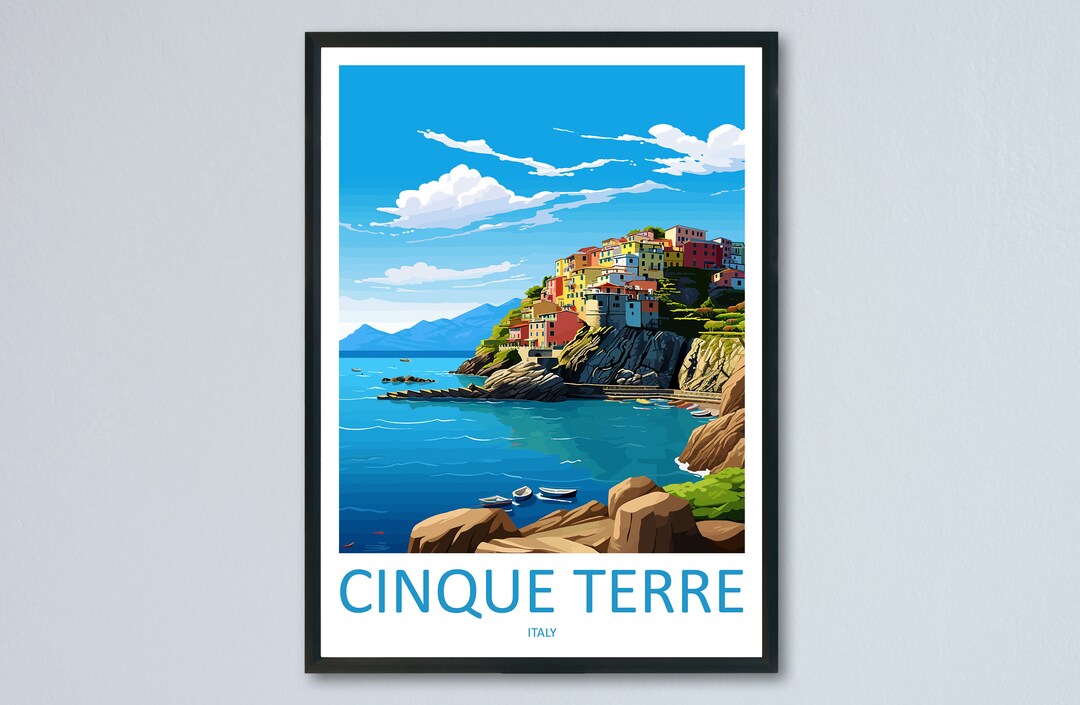 Cinque Terre Travel Print Wall Art Cinque Terre Italy Wall Hanging Home ...