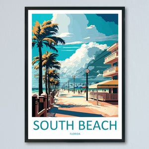 South Beach Travel Print Wall Art South Beach Wall Hanging Home Décor South Beach Gift Art Lovers Florida Art Gift South Beach Florida Gift