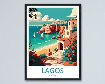 Lagos Travel Print Wall Art Lagos Wall Hanging Home Décor Lagos Gift Art Lovers Portugal Art Lover Gift Lagos Wall Décor Lagos Travel Art