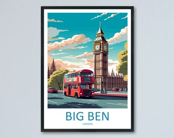 Big Ben Travel Print Wall Art Big Ben Wall Hanging Home Décor London Gift Art Lovers Big Ben Art Lover Gift Big Ben Travel Gift
