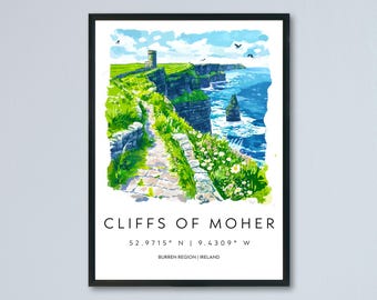 Cliffs Of Moher Ireland Keychain - Epoxy Dome Metal Keyring, Perfect Souvenir Or Gift, 2.75 Inches