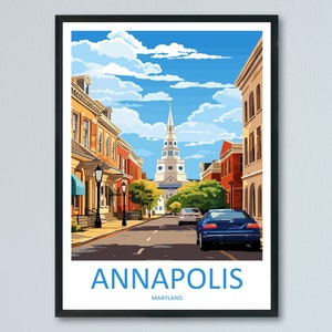 Annapolis Travel Print Wall Art Annapolis Wall Hanging Home Décor Annapolis Gift Art Lovers Maryland Art Lover Annapolis Wall Art Gift