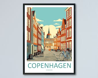Copenhagen Travel Print Wall Art Copenhagen Wall Hanging Home Décor Copenhagen Gift Art Lovers Denmark Art Lover Gift Copenhagen Wall Décor