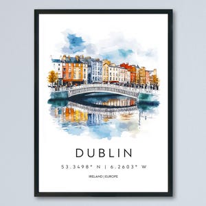 Dublin Watercolor Poster Wall Art Dublin Wall Decor Home Décor Dublin Gift Ireland Art Lover Gift, Travel Souvenir Print