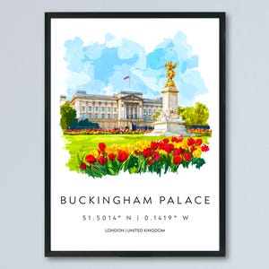 Buckingham Palace Aquarell Poster Buckingham Palace London Reise-Druck Wandkunst Buckingham Palace Wohnkultur Buckingham Palace Geschenk