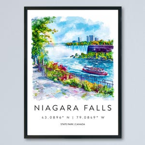 Niagara Falls Watercolor Poster Niagara Falls Travel Print Niagara Falls Wall Art Niagara Falls Painting Niagara Falls Souvenir USA Canada