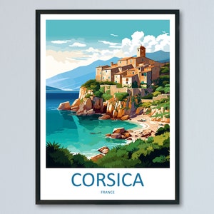 Korsika Reise Print Wandkunst Korsika Wandbehang Wohnkultur Korsika Frankreich Geschenk Kunstliebhaber Wand Kunst Korsika Wandkunst