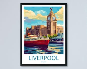 Liverpool Travel Print Wall Art Liverpool Wall Hanging Home Décor Liverpool Gift Art Lovers England Art Lover Gift Liverpool Travel Art Gift