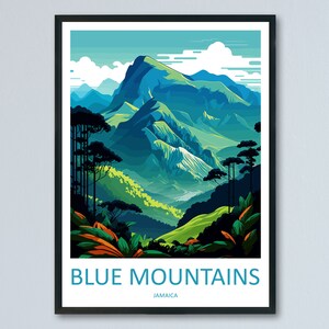 Blue Mountains Travel Print Wall Art Blue Mountains Wall Hanging Home Décor Blue Mountains Gift Art Lovers Wall Art Caribbean Travel Print