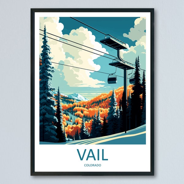 Vail Ski Resort Travel Print Wall Art Vail Ski Resort Wall Hanging Home Décor Vail Gift Art Lovers Ski Art Lover Gift Vail Print Skiing