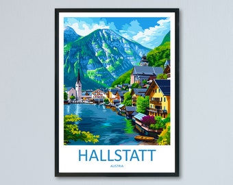 Hallstatt Lake Print Hallstatt Home Decor Art Print Austria Wall Art Alpine Mountain Gift Wall Hanging Hallstatt Scenery Poster Austria Art