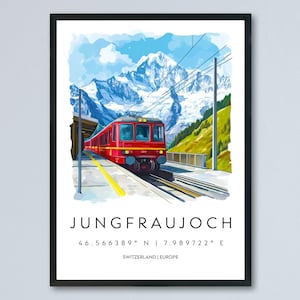 Jungfraujoch Watercolor Poster Wall Art Jungfraujoch Wall Decor Home Décor Jungfraujoch Gift Switzerland Art Lover Gift, Travel Souvenir