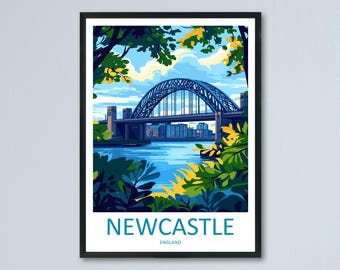 Newcastle reizen print UK Wall Art Newcastle City poster Tyne Bridge decor cadeau voor Engeland minnaar stedelijke landschapskunst print