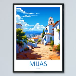 Impressão de viagem Mijas Arte de parede Mijas Decoração de parede para casa Presente Mijas Amantes da arte Espanha Presente para amantes da arte Impressão Mijas Espanha