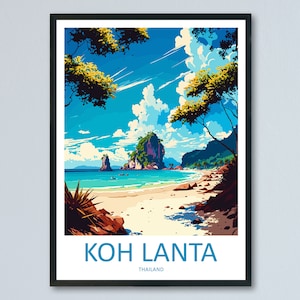 Koh Lanta Travel Print Wall Art Koh Lanta Wall Hanging Home Decoration Koh Lanta Gift Art Lovers Wall Art Thailand Travel Print Gift Thai