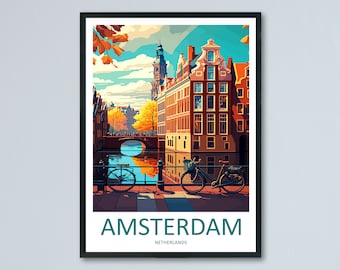 Amsterdam Travel Print Wall Art Amsterdam Wall Hanging Home Décor Amsterdam Gift Art Lovers Netherlands Art Lover Gift Amsterdam Decor
