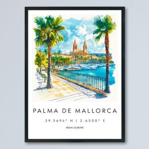 Palma de Mallorca Watercolor Poster Palma de Mallorca Spain Travel Print Wall Art Palma de Mallorca Home Decor Palma de Mallorca Gift Art