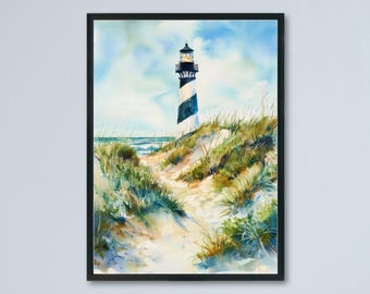 Outer Banks Aquarell Poster Wandkunst Outer Banks Wandbehang Home Décor Outer Banks Geschenk Kunstliebhaber North Carolina Kunstliebhaber Geschenk