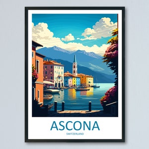 Ascona Travel Print Wall Art Ascona Wall Hanging Home Décor Ascona Gift Art Lovers Switzerland Art Lover Gift Ascona Travel Art
