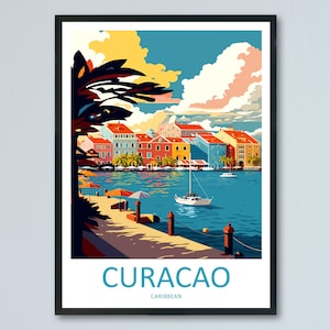 Curaçao Reise Print Wandkunst Curaçao Wandbehang Home Décor Curaçao Geschenk Kunstliebhaber Wandkunst Karibik Reise Print Poster Geschenk
