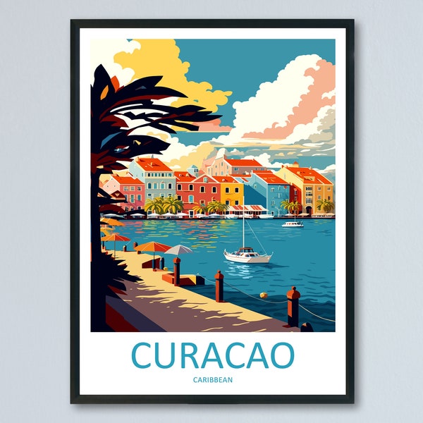 Curaçao Travel Print Wall Art Curaçao Wall Hanging Home Décor Curaçao Gift Art Lovers Wall Art Caribbean Travel Print Poster Gift