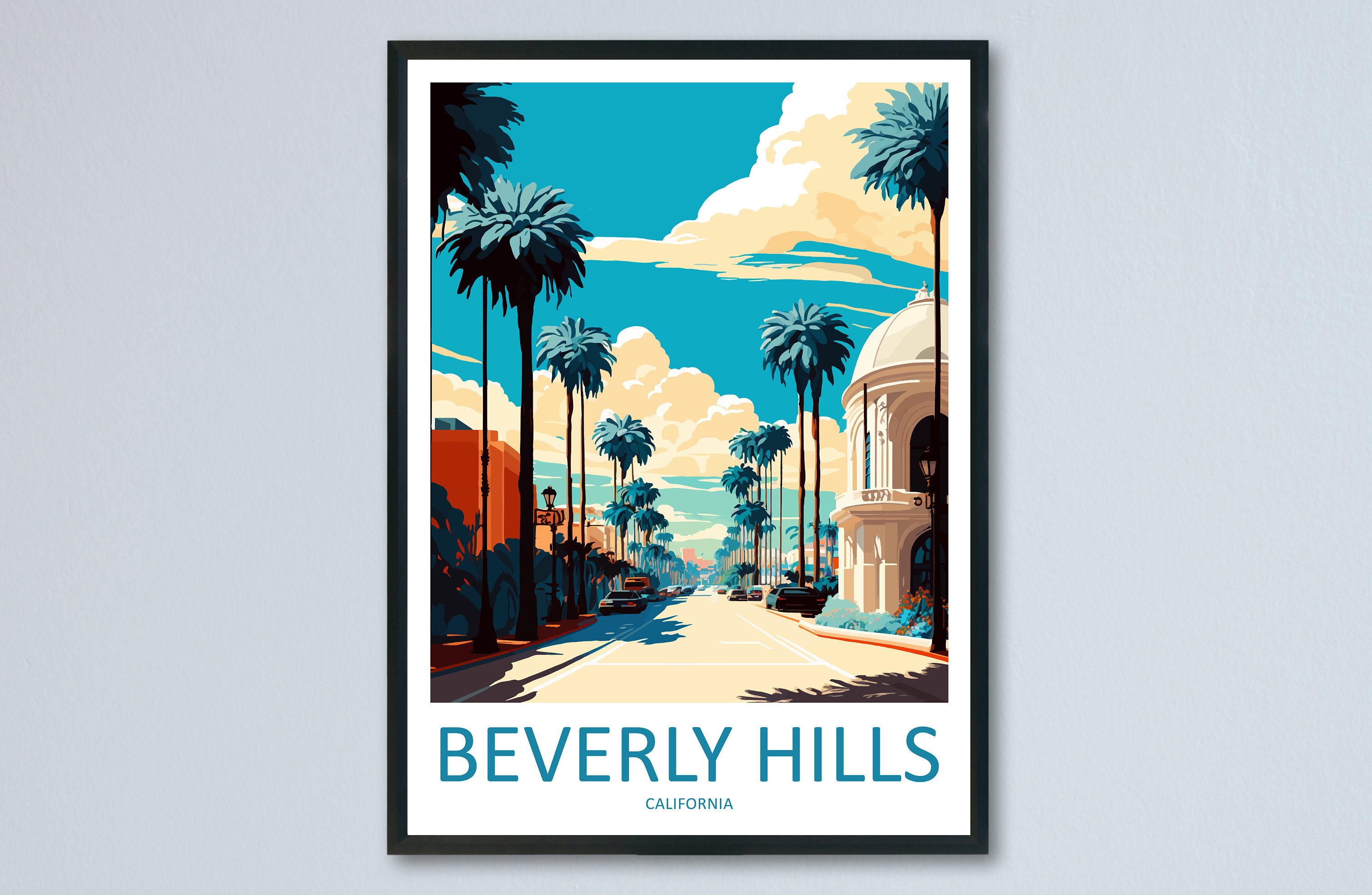 Beverly Hills Travel Print Wall Art Beverly Hills Wall Hanging